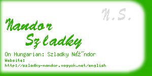 nandor szladky business card